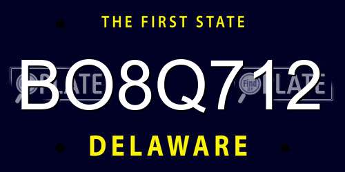 BO8Q712 Delaware License Plate