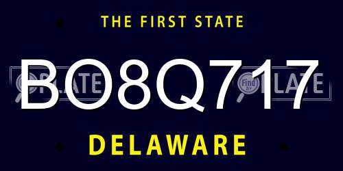 BO8Q717 Delaware License Plate
