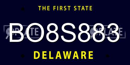 BO8S883 Delaware License Plate