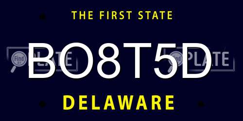 BO8T5D Delaware License Plate