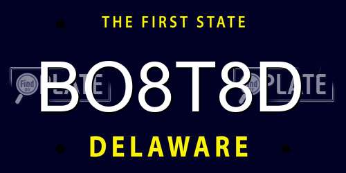 BO8T8D Delaware License Plate