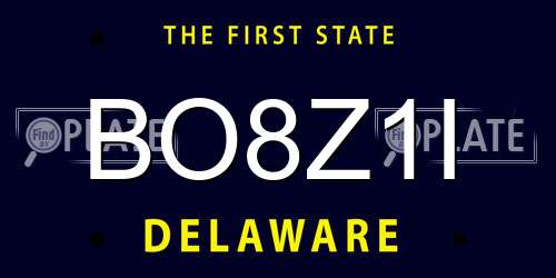 BO8Z1I Delaware License Plate