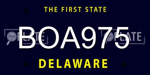 BOA975 Delaware License Plate