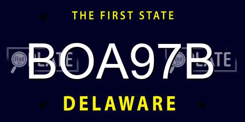 BOA97B Delaware License Plate