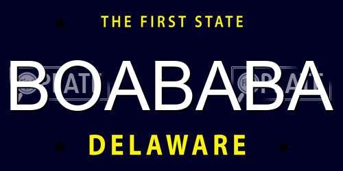 BOABABA Delaware License Plate