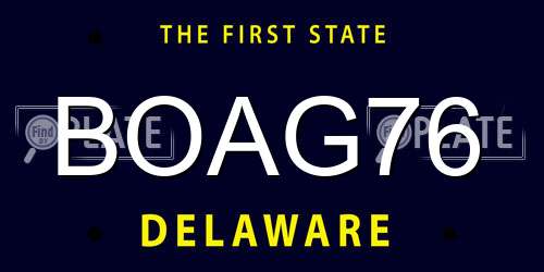 BOAG76 Delaware License Plate