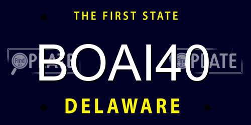 BOAI40 Delaware License Plate