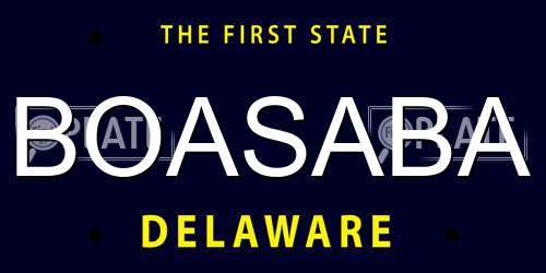 BOASABA Delaware License Plate