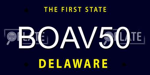 BOAV50 Delaware License Plate
