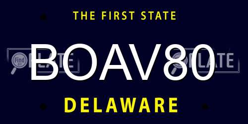 BOAV80 Delaware License Plate