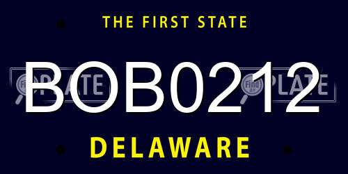 BOB0212 Delaware License Plate