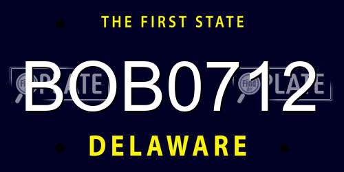 BOB0712 Delaware License Plate