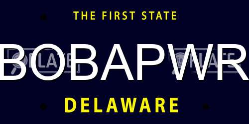 BOBAPWR Delaware License Plate