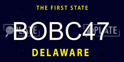 BOBC47 Delaware License Plate