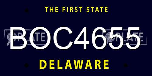 BOC4655 Delaware License Plate