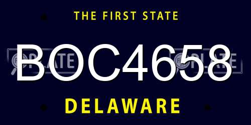 BOC4658 Delaware License Plate