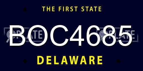 BOC4685 Delaware License Plate