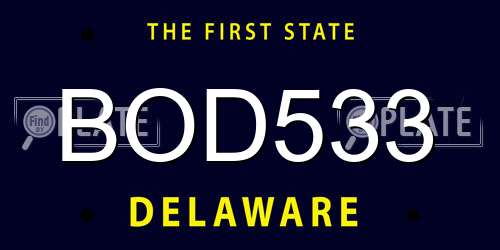 BOD533 Delaware License Plate