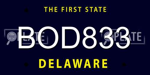 BOD833 Delaware License Plate