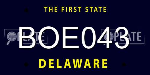 BOE043 Delaware License Plate