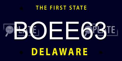 BOEE63 Delaware License Plate