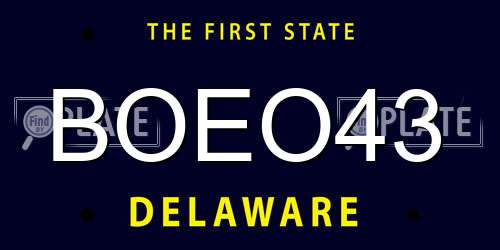 BOEO43 Delaware License Plate