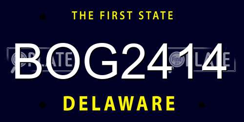 BOG2414 Delaware License Plate