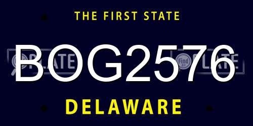BOG2576 Delaware License Plate