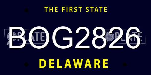 BOG2826 Delaware License Plate