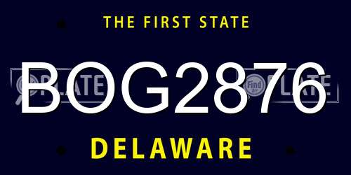 BOG2876 Delaware License Plate