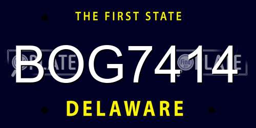 BOG7414 Delaware License Plate