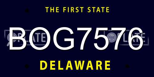 BOG7576 Delaware License Plate