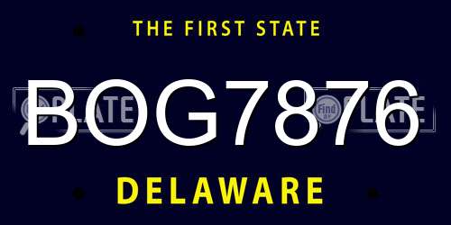 BOG7876 Delaware License Plate