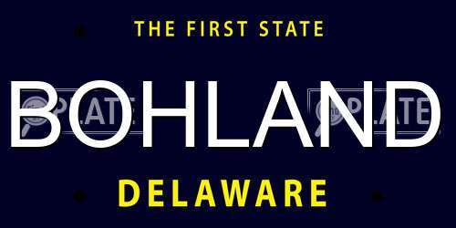 BOHLAND Delaware License Plate