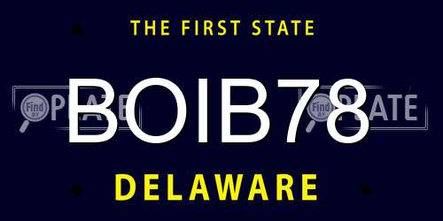 BOIB78 Delaware License Plate