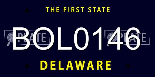 BOL0146 Delaware License Plate