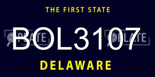 BOL3107 Delaware License Plate