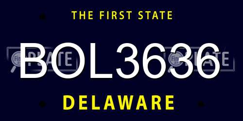 BOL3636 Delaware License Plate