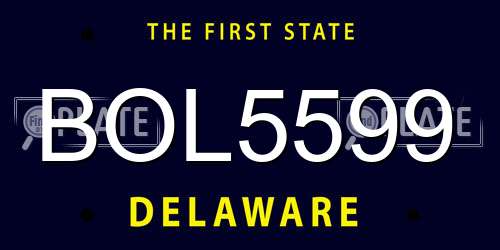 BOL5599 Delaware License Plate