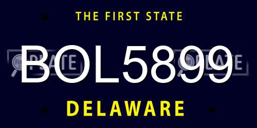 BOL5899 Delaware License Plate