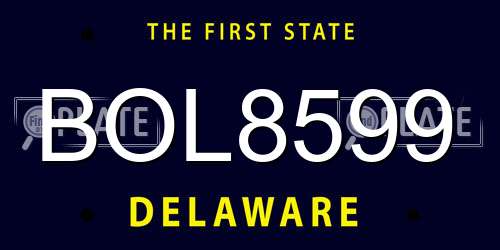 BOL8599 Delaware License Plate