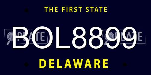 BOL8899 Delaware License Plate