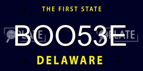 BOO53E Delaware License Plate