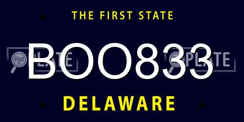 BOO833 Delaware License Plate