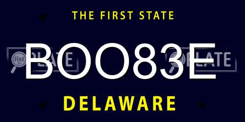 BOO83E Delaware License Plate