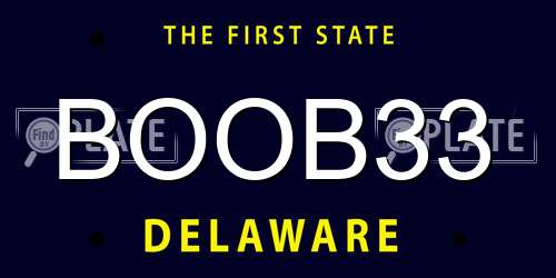 BOOB33 Delaware License Plate