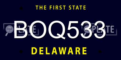 BOQ533 Delaware License Plate