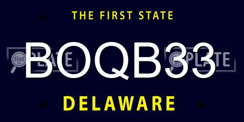 BOQB33 Delaware License Plate