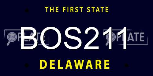 BOS211 Delaware License Plate