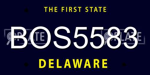 BOS5583 Delaware License Plate